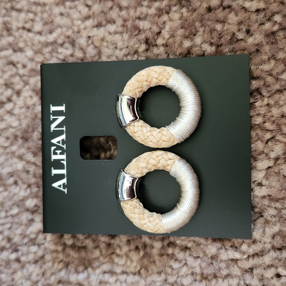 Alfani Silver-Tone Braided Rope Doorknocker Drop Earrings
